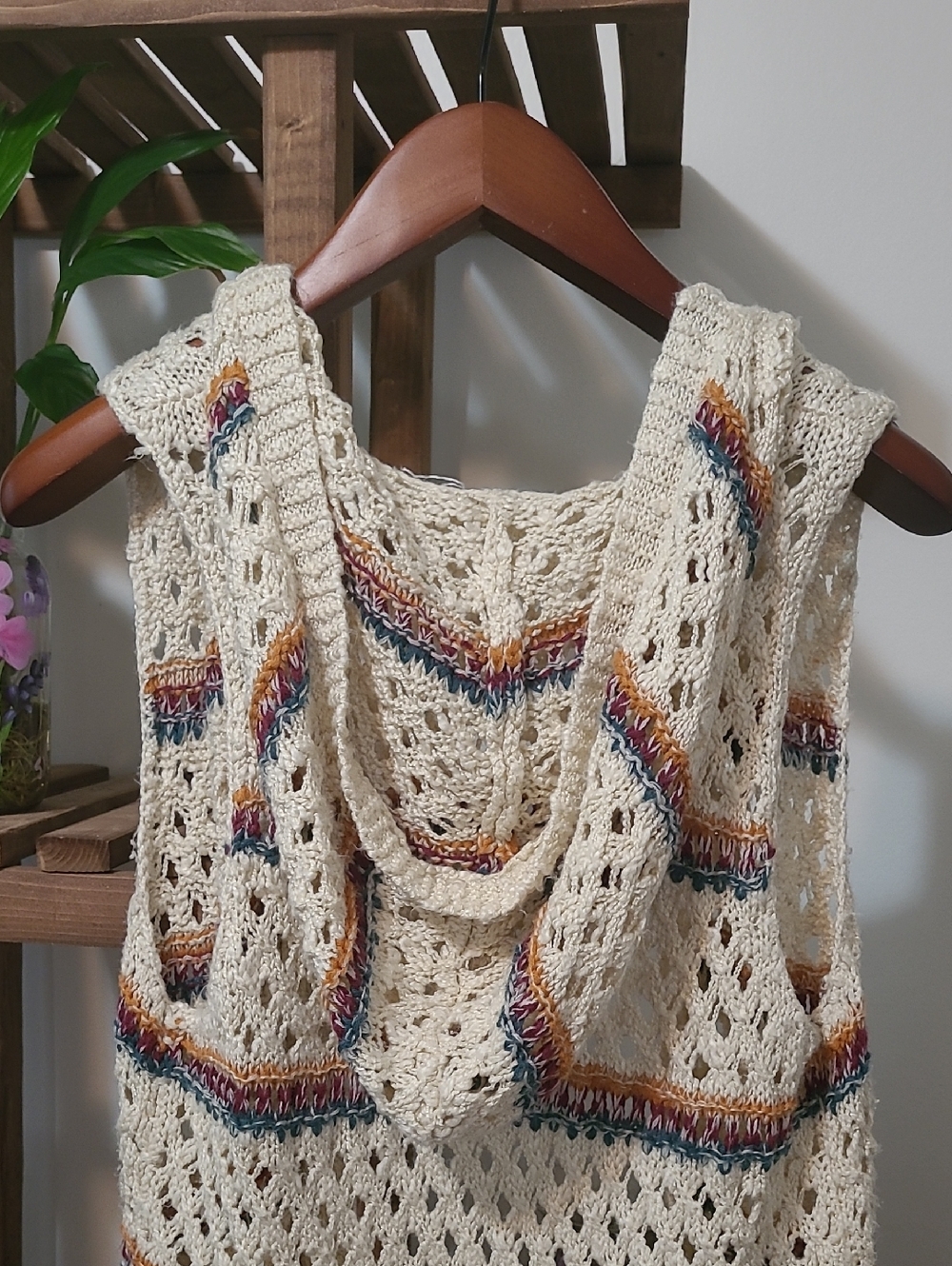 Blu Pepper Hooded Crochet Open Front Cardigan - Picture 6 of 10